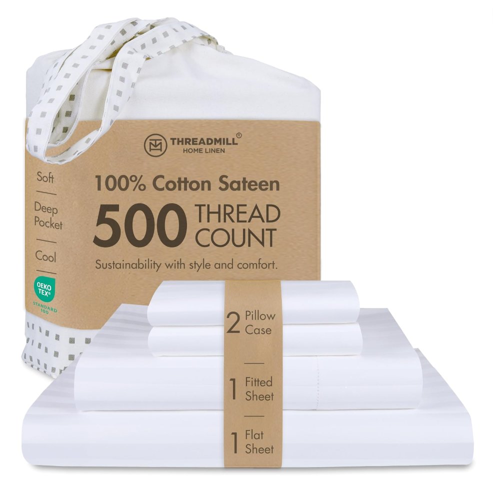 Threadmill 500 Thread Count King Size Damask Stripe