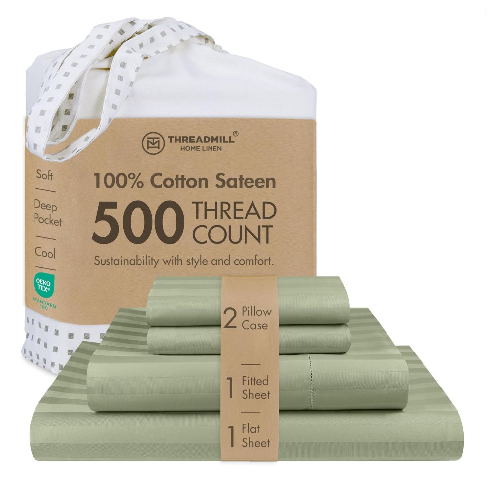 Threadmill 500 Thread Count King Size Damask Stripe