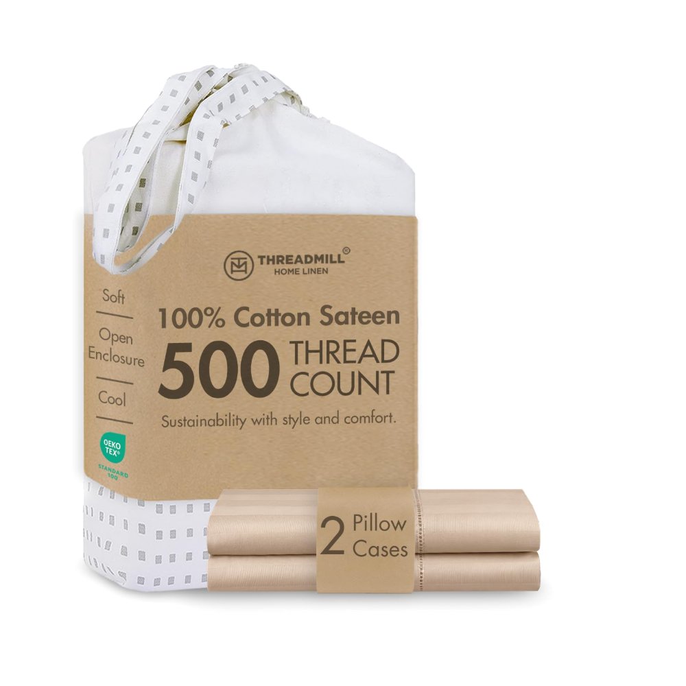 Threadmill Standard Size Beige Luxury Pillowcases